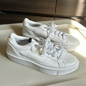All White Adidas Sleek Shoes